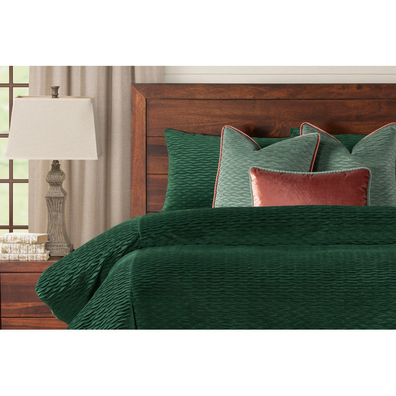 Smithsonian Pleated Velvet Emerald Green Duvet Cover & Insert Set Wayfair